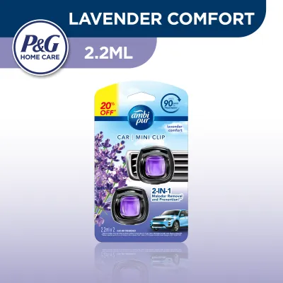 Ambi Pur Car Freshener Sky Breeze Value Pack Lavender Comfort Value Pack 2.2ml Car Vent Clip (Long-lasting Car Freshener Air Freshener)