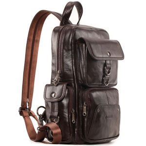 Genuine Leather Bag For Men Shoulder Messenger Bag Cross Body Bag Casual Satchels Bags Waterproof Backpacks Mens Sling Chest Packs Travel Fashion Bags Cross Body Sport Handbags Vintage Cowhide Large Capacity