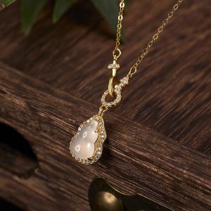 AE Dây chuyền hình quả bầu phong cách Trung Hoa mới thiết kế độc đáo sang trọng nhẹ nhàng dây chuyền xương quai xanh cao cấp đa năng quà tặng cho mẹ hoặc bạn thân mặt dây chuyền.