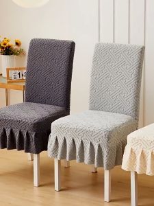 DEWYBABE Thick Skirt Lace Dining Chair Cover Stretchable Elastic Universal Seat Protector