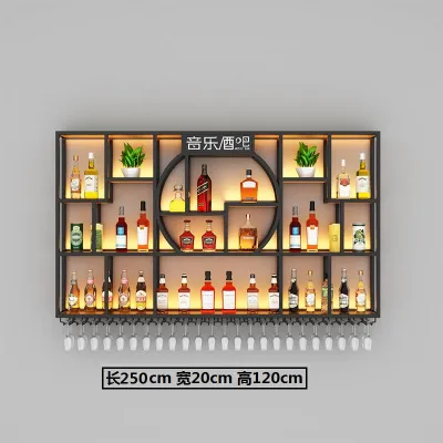 Bar wine cabinet wall-mounted rack industrial wind bar wrought iron display rack custom restaurant wine rack