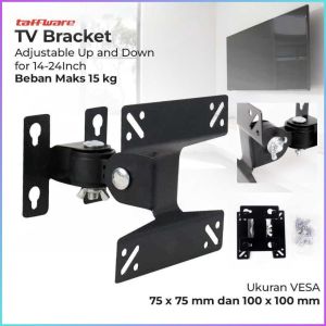 COD Taffware Bracket TV Adjustable VESA 100 x 100 for 14-24 Inch TV - W24 / Breket TV LED Tembok Kuat Tebal Murah