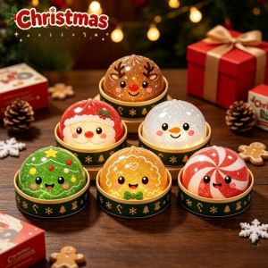 Fun Cute Santa Claus Elk Dumpling Shape Stress Relief Squeeze Toy Christmas Party Favor Gifts for Kids Hand Relaxation Gift Toy