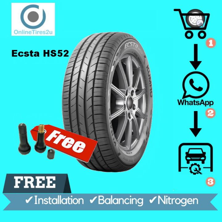 175/65R14 Kumho Ecsta HS52 (With Installation) (DOM2022) Lazada