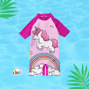 SIBAD Baju Renang Anak Perempuan Cewek Unicorn 2 Putih Pink Umur 1-10 Tahun