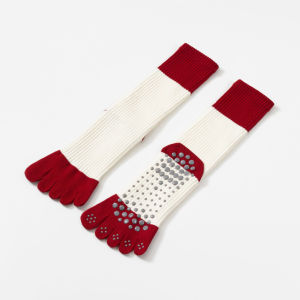 Red Lucky Yoga Pilates toe socks for women Non-slip floor sports socks Calf socks Fashion all-match trend socks