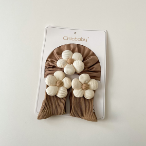 1Set Infant Cap Baby Turban with Socks Gift Sets Cute Flower Newborn Socks Girls 0-12 Months Summer