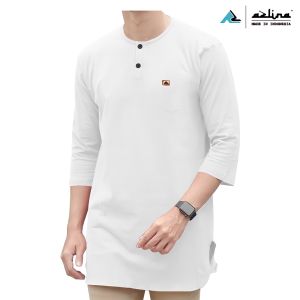 Kaos kurta pria muslim premium bahan cotton 24s tangan 3/4