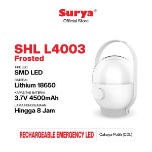 Surya SHL L4003 Frosted Lampu Emergency LED Rechargeable