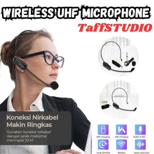 COD Kirim Cepat TaffSTUDIO Microphone Wireless Clip On Mik Bando Imam Mesjid UHF Transmitter HX W002