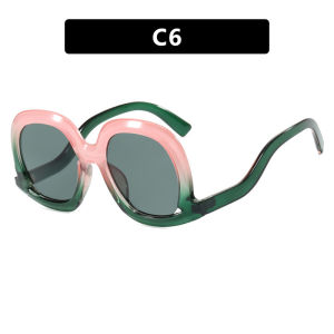 (GENTLE MOSCOT) Curved Leg Oversized Round Sunglasses Western UV Protection Retro Sunglasses for Women and Men