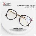 [DJAVA OPTIK] Frame Akira - Kacamata Bulat Semi Cat Eye Titanium Lebar. 