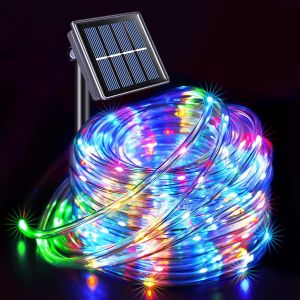 50/100 LED Solar Rope Lights Outdoor Waterproof Christmas String Lights for Tree Fence Pool PVC Tube Auto On/Off
