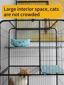 Pet Cage Cat Condo Heavy Duty Square Tube Cat Cage Foldable Stainless Cat House B2