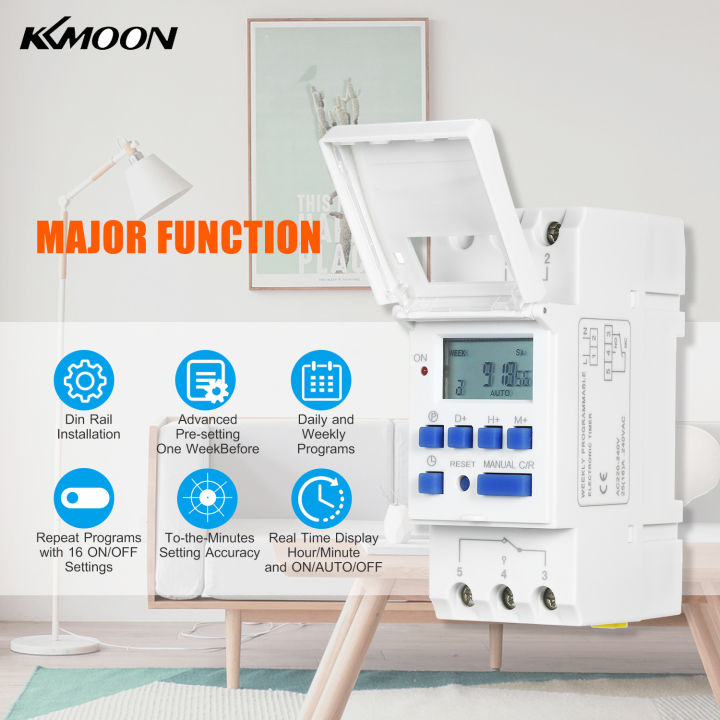 KKmoon THC15A Digital LCD Power Programmable Timer Switch Relay 16A Amp ...