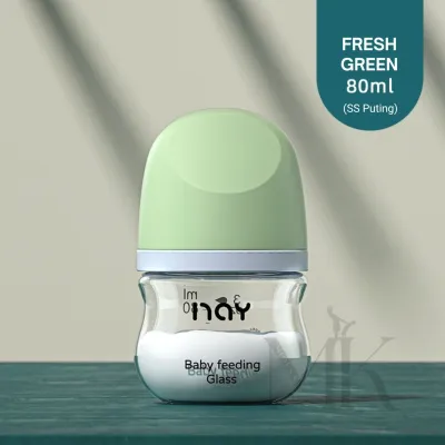 Mums K Newborn Baby Milk Bottle Wide Neck Anti Colic Glass Bottle 80ML 160ML Soft Touch Puting | Botol Kaca Susu Baby Bersih