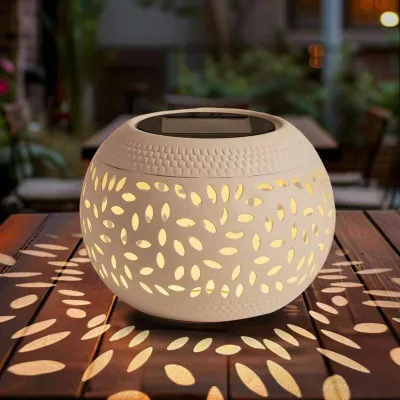 Solar Lanterns Outdoor Waterproof - LED Lamp White Metal Table Lights -Solar Powered Decorative Lantern for Desk Patio