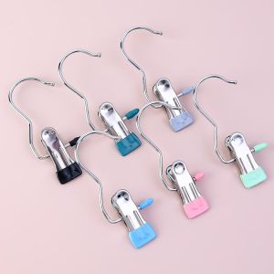 (Random Color) Laundry Hanging Hooks Clips Boot Hangers Heavy Duty Stainless Steel Portable Travel Drying Clothes Pins for Closet Home Sock