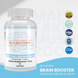 Maitake Mushroom 500 mg 8:1 (60 capsules 60 servings) Nootropic Brain Booster Immunity Booster Antioxidant Adaptogen Nutrient Absorption Real Pure Original Organic