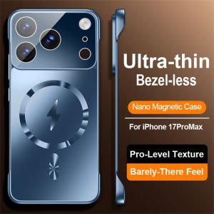 For Magsafe Ultra Thin Frameless Nano AG Frosted Phone Case For iPhone 17 Air 16 15 14 13 12 11 Pro Max  Wireless Charging Cover