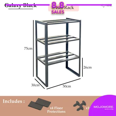 MOJOMORE® 2 Layer Multipurpose Metal Storage Organizer Side Table Coffee Table Decoration Rack Office Table Storage