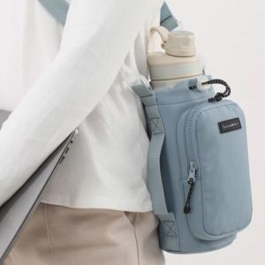 CRNGW สายคล้องไหล่ กระเป๋าใส่ขวดน้ำ กันน้ำกันน้ำได้ กระเป๋าด้านหน้า กระเป๋าใส่ขวดน้ำแบบมีสาย สากลสากลสากล เชือกรูดเปิดด้านบน กระเป๋าใส่ขวดน้ำสะพายข้าง อุปกรณ์ช่วยเดิน