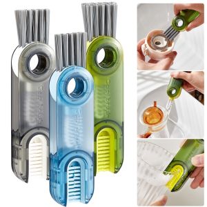 3in1 Tiny Bottle Cup Lid Brush Straw Cleaner Tools Multi-Function Crevice Water Bottle Cleaning Brush