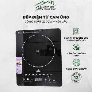 Bếp Từ Cảm Ứng GROPA Kèm Nồi Lẩu Inox Cao Cấp – Công Suất 2200W Điều Khiển Cảm Ứng Có Hẹn Giờ Tiện Lợi BH 2 Năm