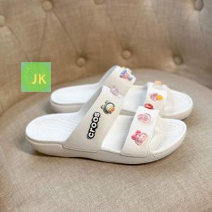 Dép 2 quai ngang cross Band Classic chuẩn xịn đúc liền khối màu VÀNG CHUỐI có gắn chữ