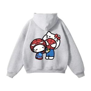 Áo zip - Thời Trang Thu Đông Chất Nỉ Cotton Vừa Phải Ấm Áp Hình Hello Kitty Và Người Nhện
