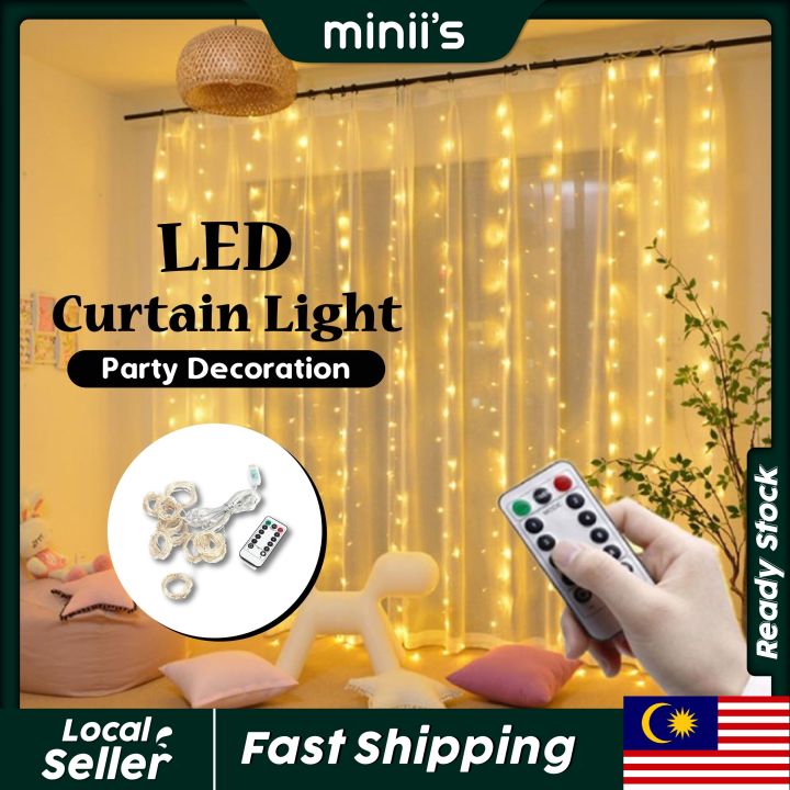 Miniis 3M LED Curtain Lights warm white light wireless waterproof Decoration For Home Window