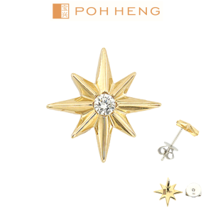 Poh Heng Jewellery 18K Freestyle Single-Sided Bling Diamond Earring in Yellow White Gold[Online Exclusive]