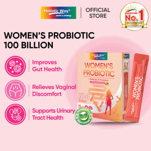 Holistic Way Bio-Elixir Women’s Probiotic 100 Billion – Supports Digestive Wellness Feminine Flora Balance Stronger Immunity & Urinary Tract Health with Probiotics + Prebiotics & Cranberry — Vegetarian (15 Powder Sachets x 2g per box)
