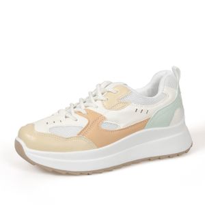 YOTO Women Shoes Versatile Low Top And Lace Up Breathable Leather And Mesh Material Sneakers Shoes