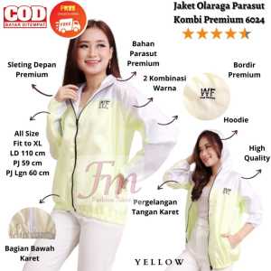 Femme OLs - Jaket Well Fitness Kombinasi / Santai / Olahraga  Parasut Premium 6024