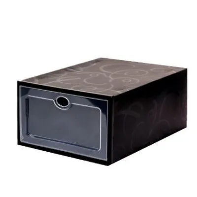 Jebel grosir-438 Kotak Sepatu Lipat Transparan Tebal Shoes Storage Box Organizer Rak Sepatu Plastik Susun