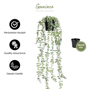 GUNINCO Tanaman Juntai Eucalyptus Tanaman Gantung Daun Rambat Palsu Tanaman Hias Indoor Pot Bunga Artificial