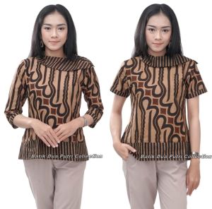 Batik Wanita Atasan Blouse Modern 2 Pilihan Lengan Pendek Dan 7/8