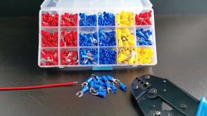 (HD1)100PCS2-4 1.5-2.5mm ² AWG 16-14 blue copper brass insulated PVC automatic crimp type spade fork terminal