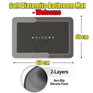 Premium 2 Layers Diatomite Bathroom Mat (Welcome)  |Absorbent Fast Dry | Bathroom Mat |Diatomite | floor mat diatomite soft |bathroom mat anti slip |diatomite bathroom| bathroom mat diatomite | diatomite mat for bathroom