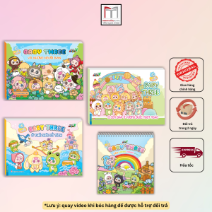 Combo 4 cuốn - Sách tô màu Baby three và những người bạn 12 con giáp cầu vồng hạnh phúc thế giới cổ tích