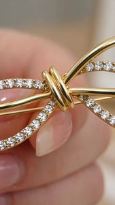Crystal Bow Brooch Rhinestone Bowknot Anti Exposure Pin Elegant Collar Clothing Fixing Accessory for Women