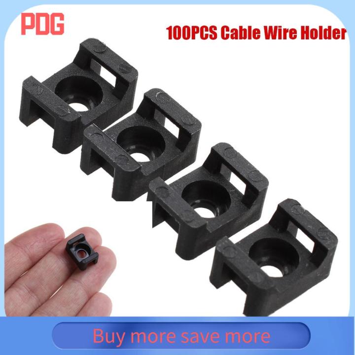 Cable Mount Small PDG 100PCS HC-2 Saddle Wire Black Fixed Seat Cable Tie Data Line Winder ...