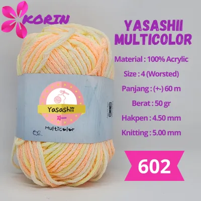 Benang Rajut Yasashii Multicolor Korin 6 Ply 50gr / Benang Sembur Acrylic / 6 Ply Akrilik