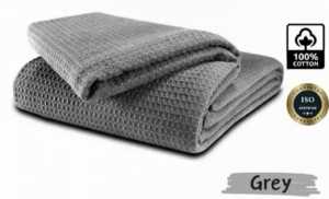 High-Quality Cotton Waffle Thermal Blanket 60x80 inches for Hospital Home Stay Resort Airbnb & Spa - Dark Grey/Light