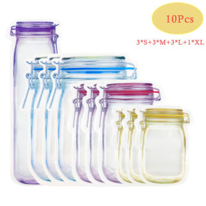 [Gnker] Reusable Mason Jar Bottles Bags Nuts Candy Cookies Bag Waterproof Seal Fresh Food Storage Bag Snacks Sandwich Zip Lock Bags