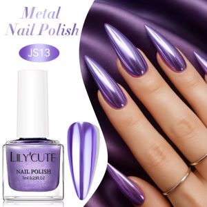 LILYCUTE 7ml Mirror Metallic Nail Polish Quick Dry Gold Silver Mirror Effect No Need Lamp Glass Bottle Manicure Nail Art Varnish