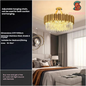 Postmodern Golden Art Deco Stainless Steel Crystal Chandelier Lighting Luster Suspended Lamps Marble For Dining Room Lamps Tricolor With APP/Remote