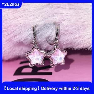 【Local shipping】 Gothic Cute Dream Fairy Moonlight Stone Star Pendant Earrings For Egirl Y2K EMO 2000s Harajuku Goth Vintage Jewelry Accessories