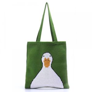 Cross-Border Versatile Duck Knitted Bag for Women Autumn and Winter Fashion Cartoon Yarn Handbag Large Capacity Textured Tote Bag